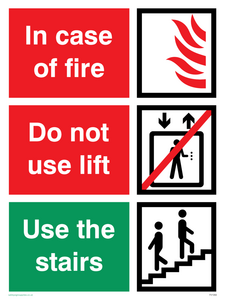 In case of fire/use stairs